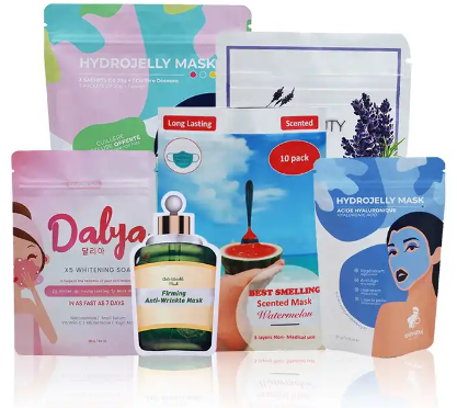 Examples of screen printed sheet mask sachets