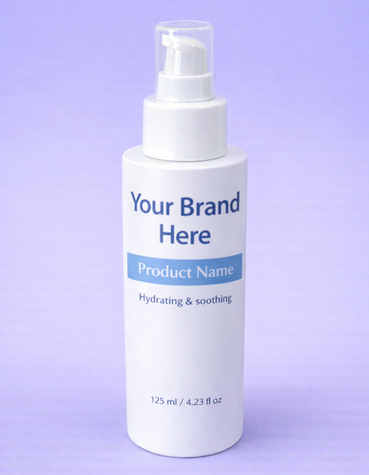 Placeholder bottle with 'Your Brand Here' text on a purple background